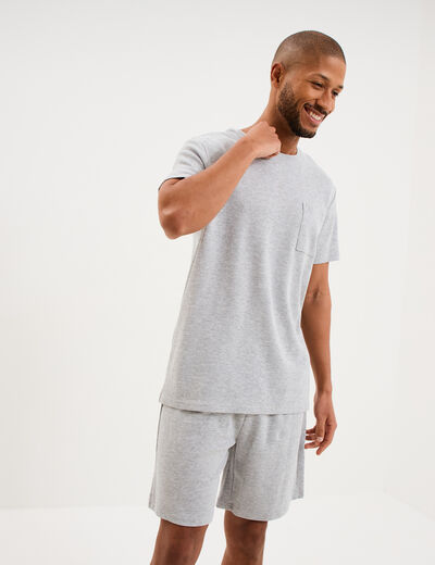 Ensemble pyjama short et t-shirt gris clair homme