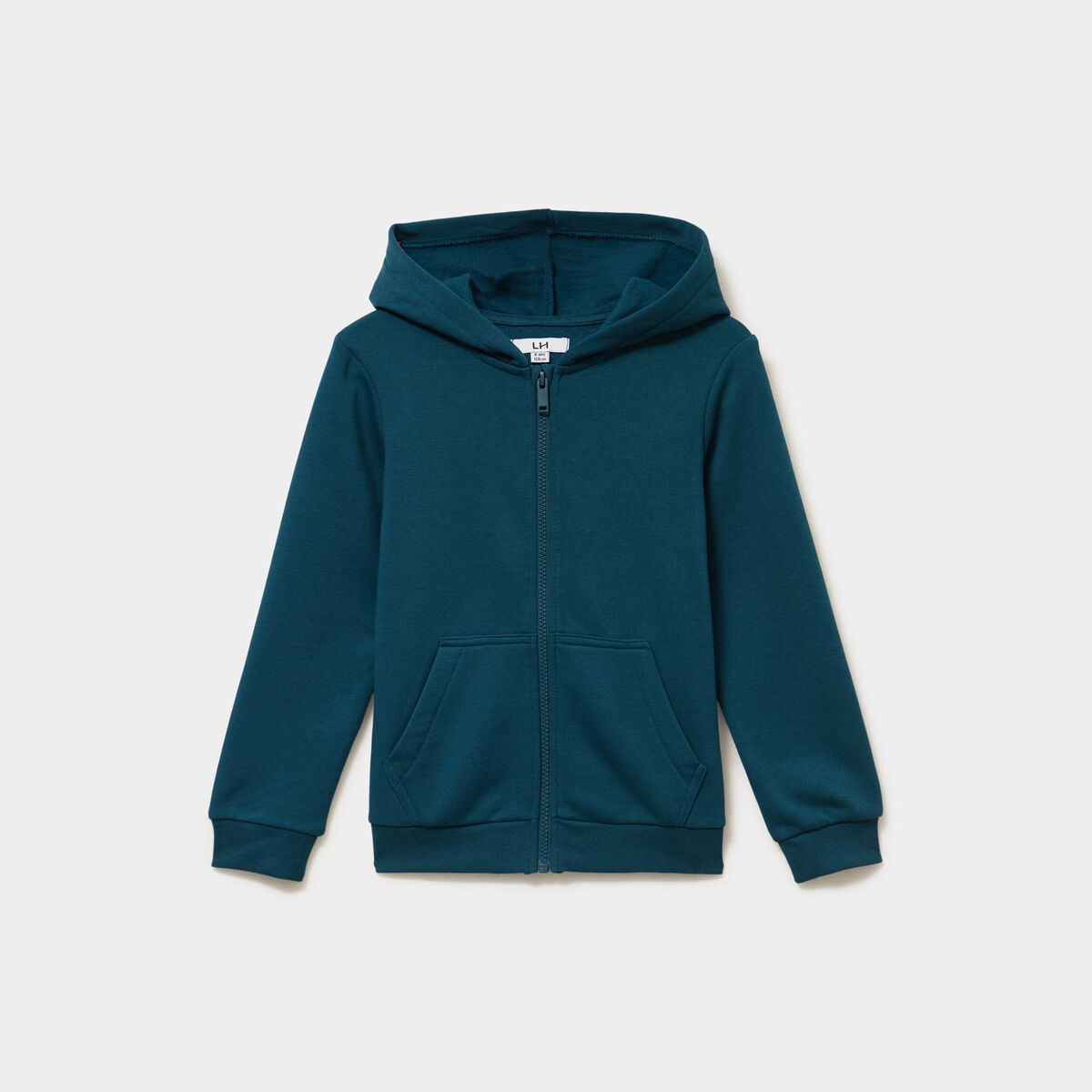Sweat zipp&eacute; &agrave; capuche en molleton bleu canard gar&ccedil;on