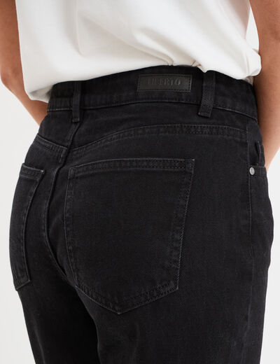 Jeans droit 5 poches coton denim noir femme