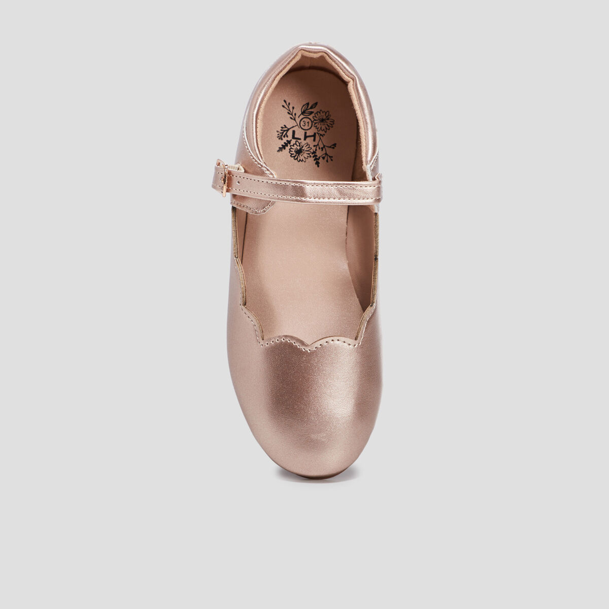 Babies métallisées rose champagne fille