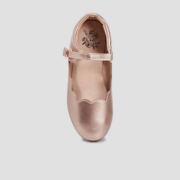Babies métallisées rose champagne fille