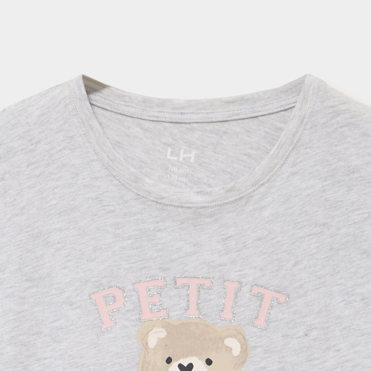 Chemise de nuit courte manches courtes gris clair fille