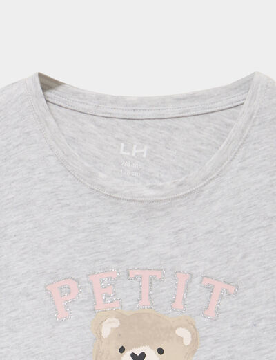 Chemise de nuit courte manches courtes gris clair fille