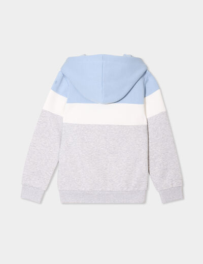 Sweat hoodie manches longues à capuche bleu ciel garçon