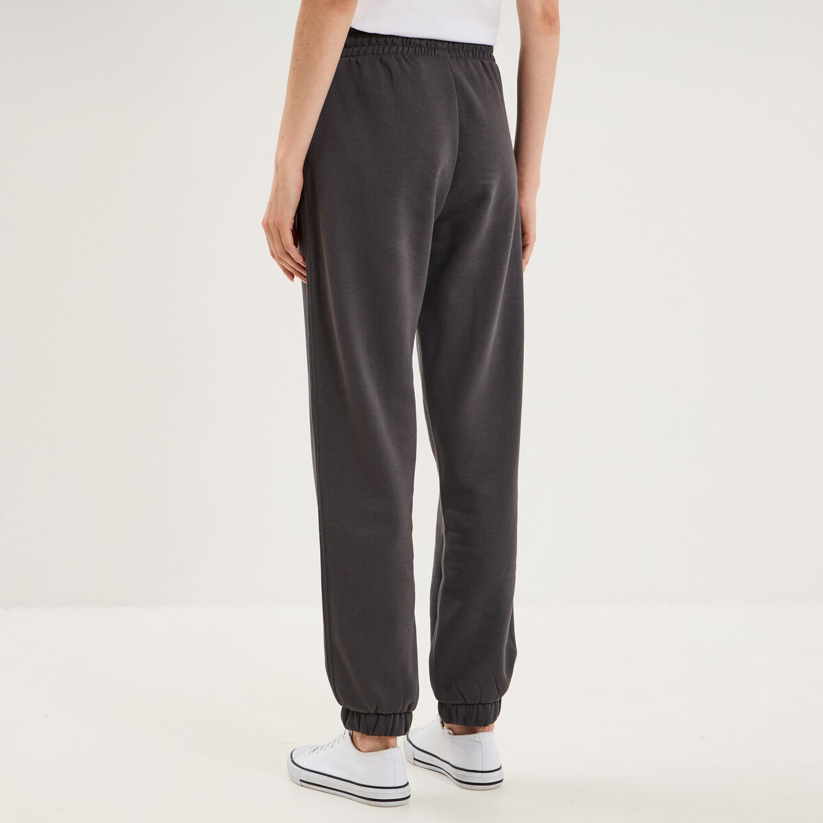 Pantalon de jogging molletonn&eacute; gris fonc&eacute; femme