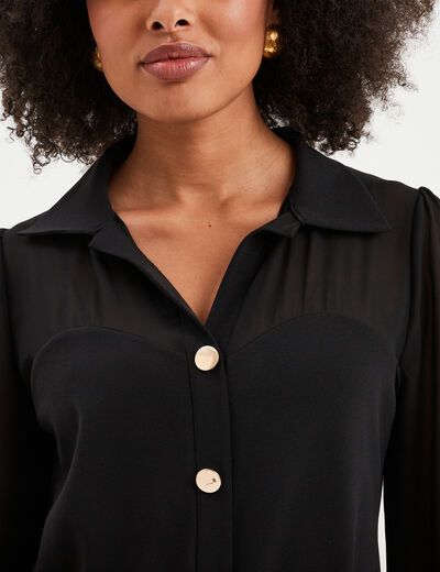 Robe chemise ceinturée Mosquitos noir femme