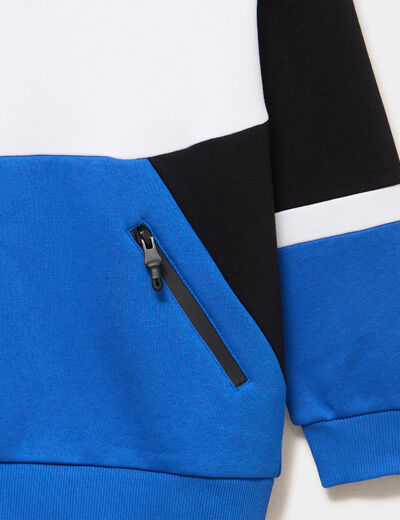 Sweat hoodie 2 poches zipp&eacute;es bleu roi gar&ccedil;on