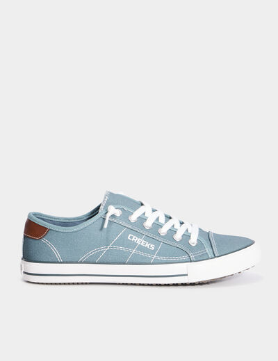 Tennis basses en toile à lacets bleu homme