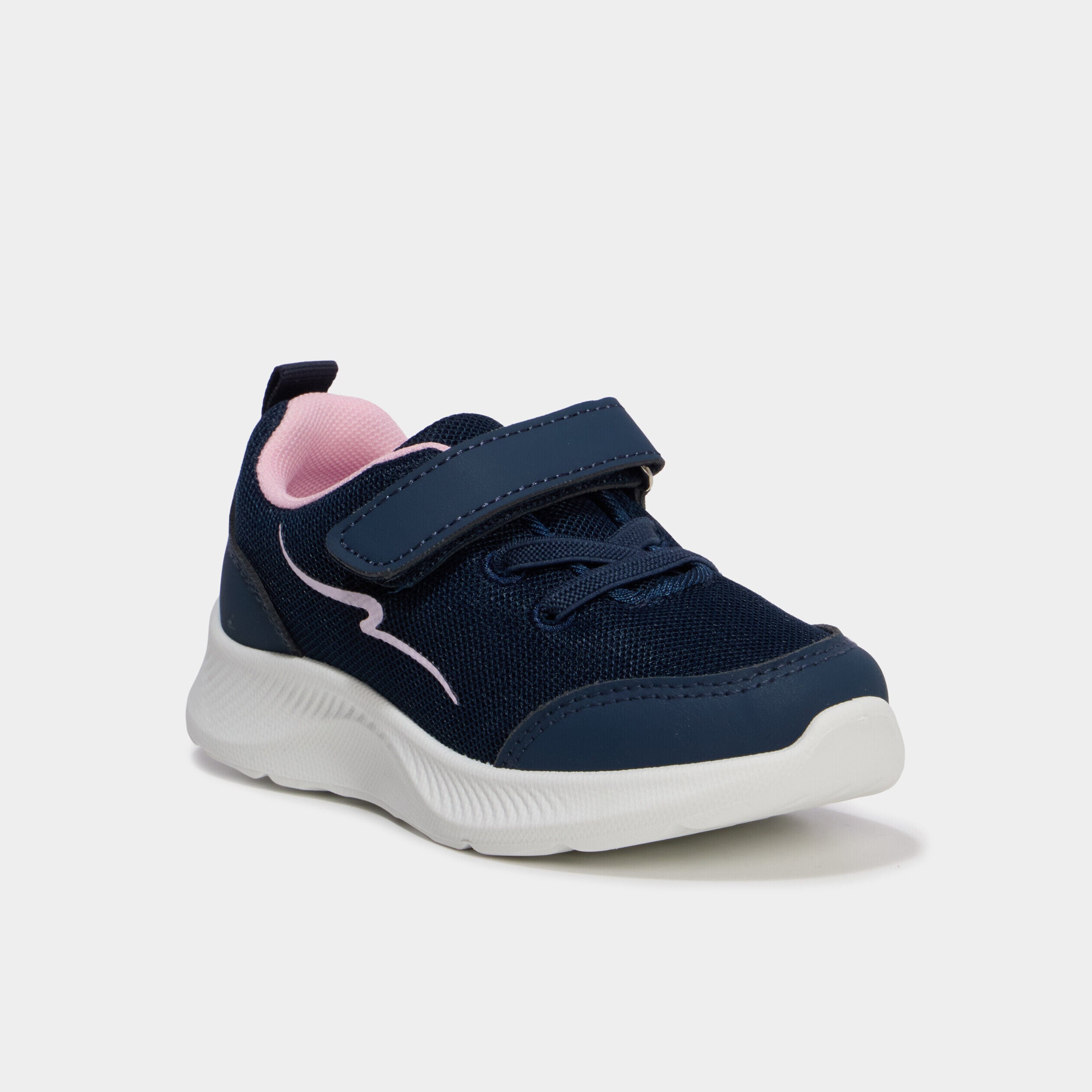 Baskets running à scratchs bleu marine fille