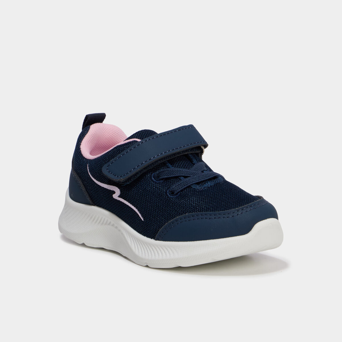 Baskets running &agrave; scratchs bleu marine fille