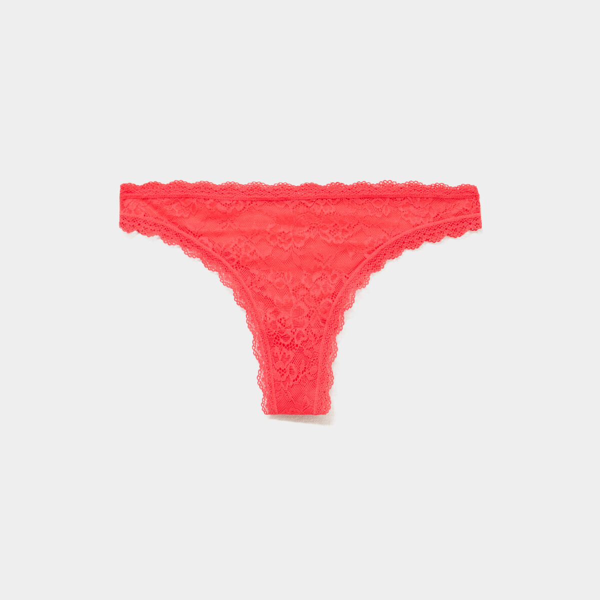 Tanga en dentelle doublure coton rouge femme