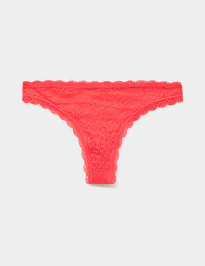 Tanga en dentelle doublure coton rouge femme