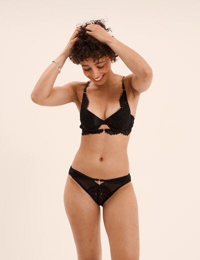 Culotte dentelle avec strass noir femme
