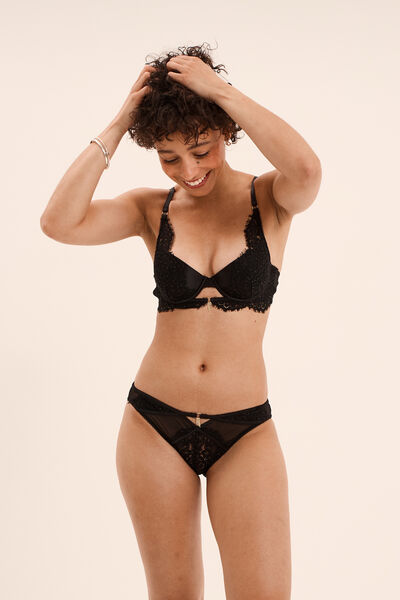 Culotte dentelle avec strass noir femme