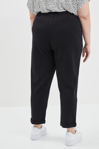 Pantalon de jogging taille élastiquée noir femme grande taille