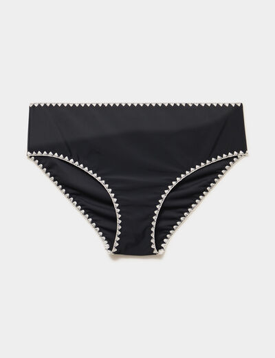 Bas de maillot de bain brod&eacute; noir femme grande taille