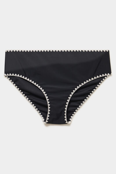 Bas de maillot de bain brod&eacute; noir femme grande taille
