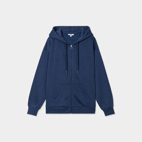 Sweat zippé à capuche bleu marine femme
