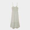 Robe longue buste smock&eacute; lin m&eacute;lang&eacute; blanc femme