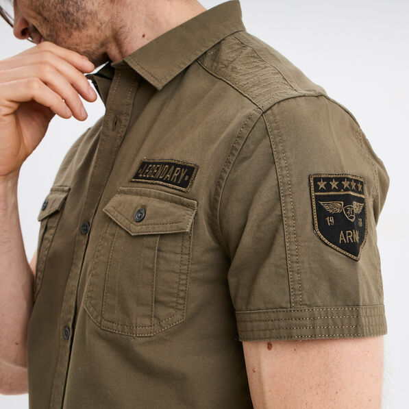 Chemise manches courtes Liberto vert kaki homme