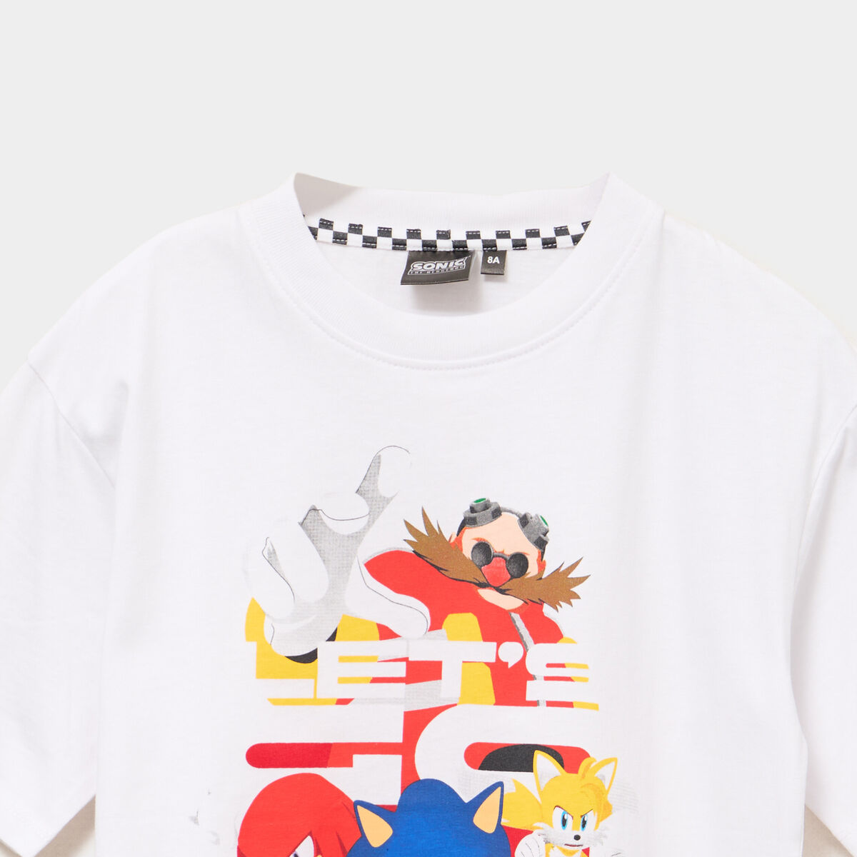 T-shirt manches courtes coton Sonic blanc gar&ccedil;on