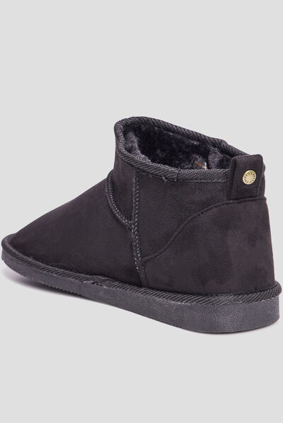 Bottines imitation fourrure noir femme