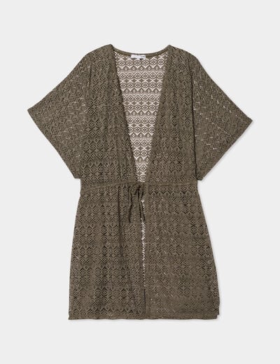 Robe de plage dentelle vert kaki femme