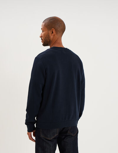 Sweat molleton col rond bleu marine homme