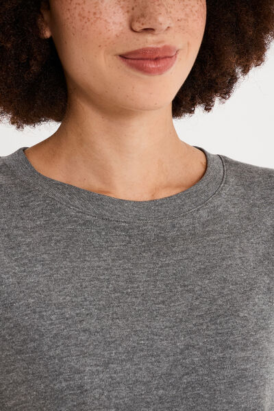 T-shirt manches courtes col rond coton gris femme