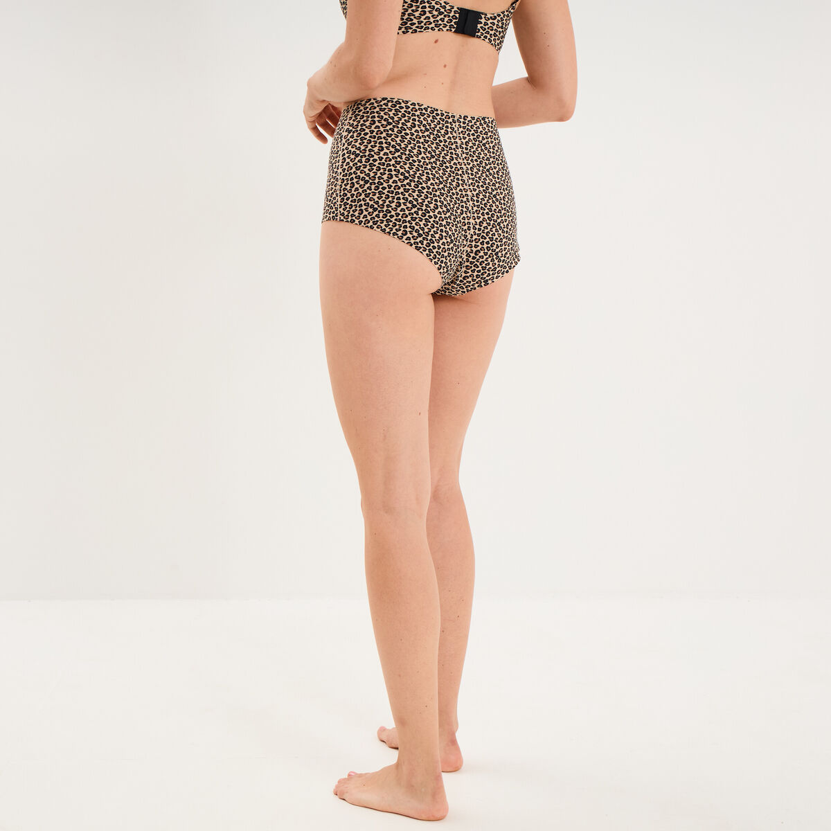 Culotte taille haute microfibre marron femme
