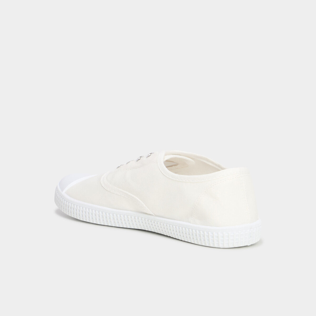 Tennis basses en toile enfilage facile blanc femme