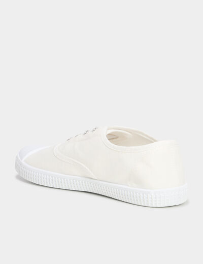 Tennis basses en toile enfilage facile blanc femme