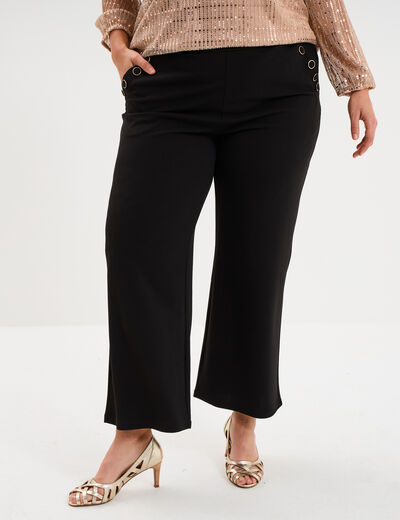 Pantalon large &agrave; pont noir femme grande taille