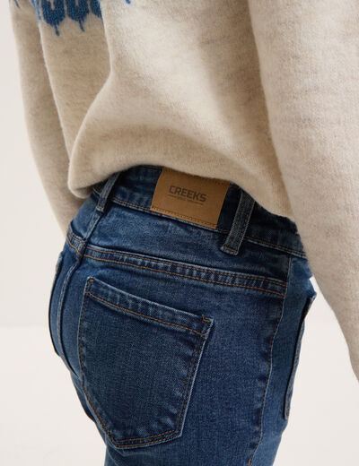 Jean flare poches plaqu&eacute;es bleu fonc&eacute; fille