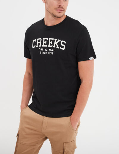 T-shirt manches courtes coton Creeks noir homme