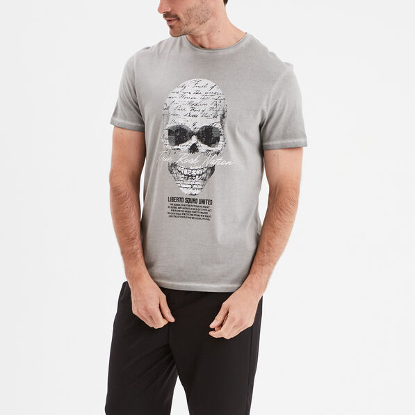 t shirt manches courtes coton liberto gris clair homme T-shirt manches courtes coton Liberto gris clair homme