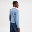 Veste courte esprit biker effet su&eacute;dine bleu gris femme
