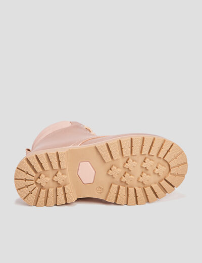 Bottines irisées à lacets rose champagne fille