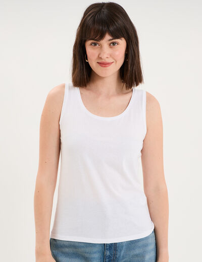 D&eacute;bardeur bretelles larges coton blanc femme