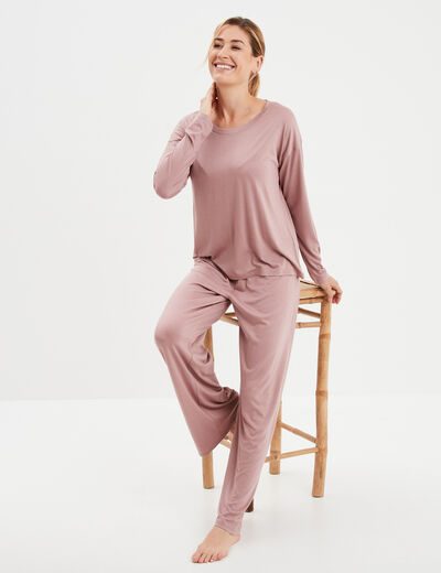 Ensemble pyjama pantalon 2 pièces mauve femme