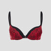 Soutien-gorge push up micro dentelle rouge femme