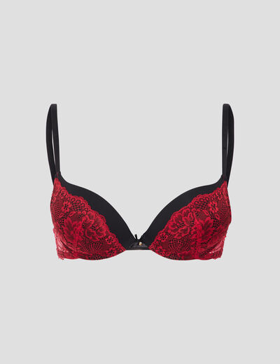 Soutien-gorge push up micro dentelle rouge femme