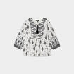 Blouse col tunisien manches ballons ecru femme