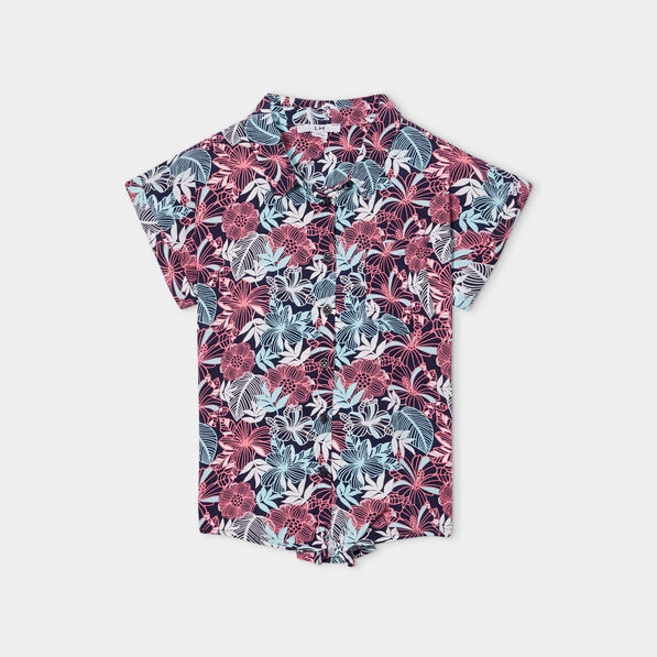 chemise manches courtes nouee bleu marine fille Chemise manches courtes nouée bleu marine fille