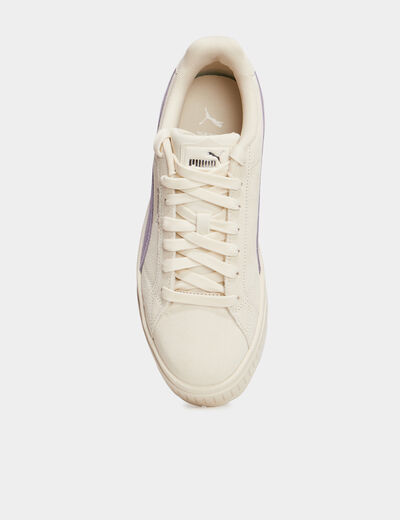 Tennis basses suédine en cuir Puma ivoire femme