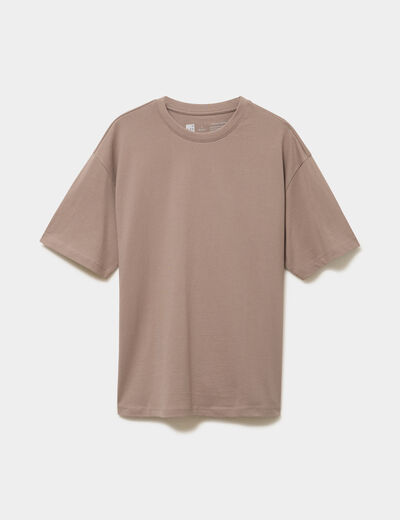 T-shirt col rond coupe relax coton &eacute;pais gris homme