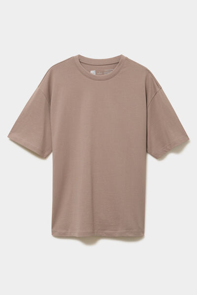 T-shirt col rond coupe relax coton &eacute;pais gris homme