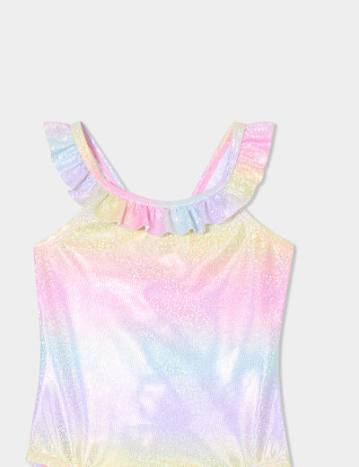 Maillot de bain une pièce à paillettes mauve bébé fille