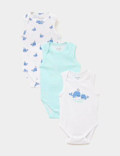 Lot 3 bodies US sans manches bleu turquoise b&eacute;b&eacute;