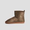 Bottines fourrées effet suédine vert kaki femme